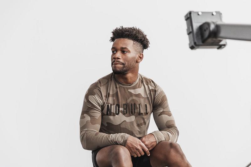 Brown Nobull Tee (CAMO) Men's Long Sleeve | CA E1581B